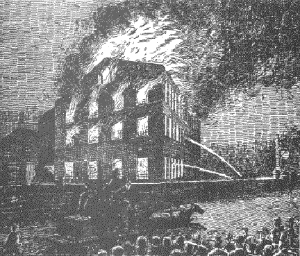 Northfield Mill on fire in 1891