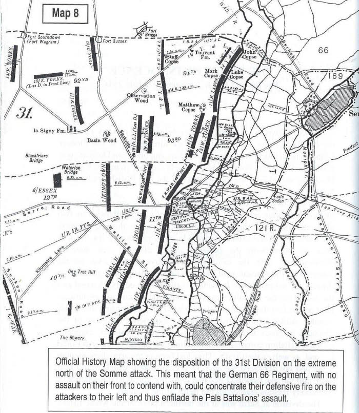 31st Pal's Division Map, Serre, July 1916