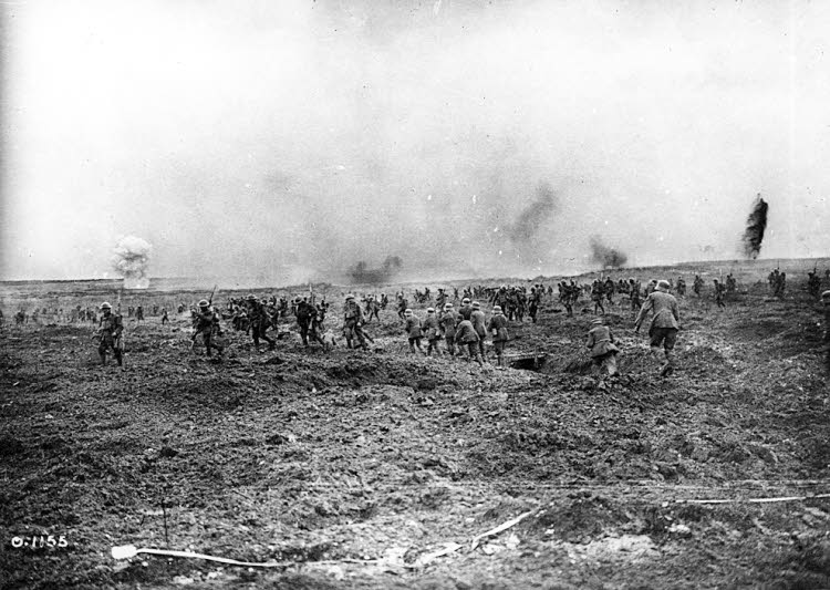 Battle of Arras 1917 - Germans fleeing their trenches