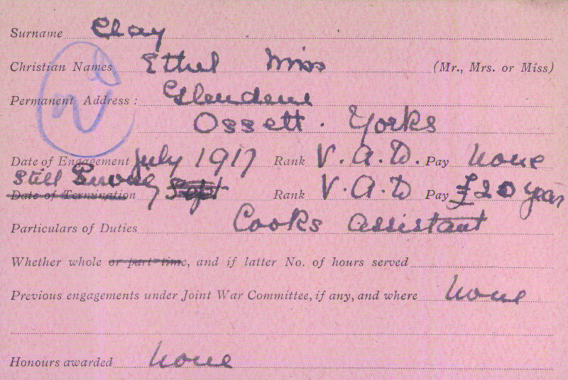 Ethel Clay Record Card