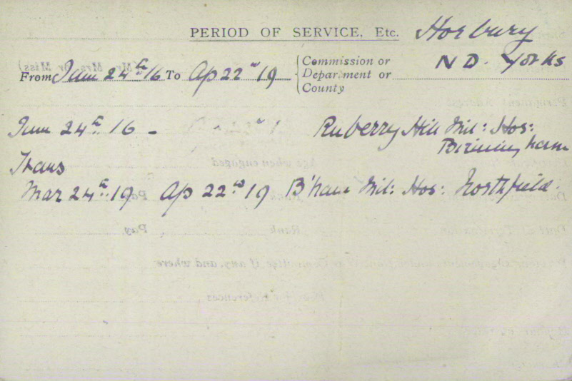 Mary Ethel Archer Record Card