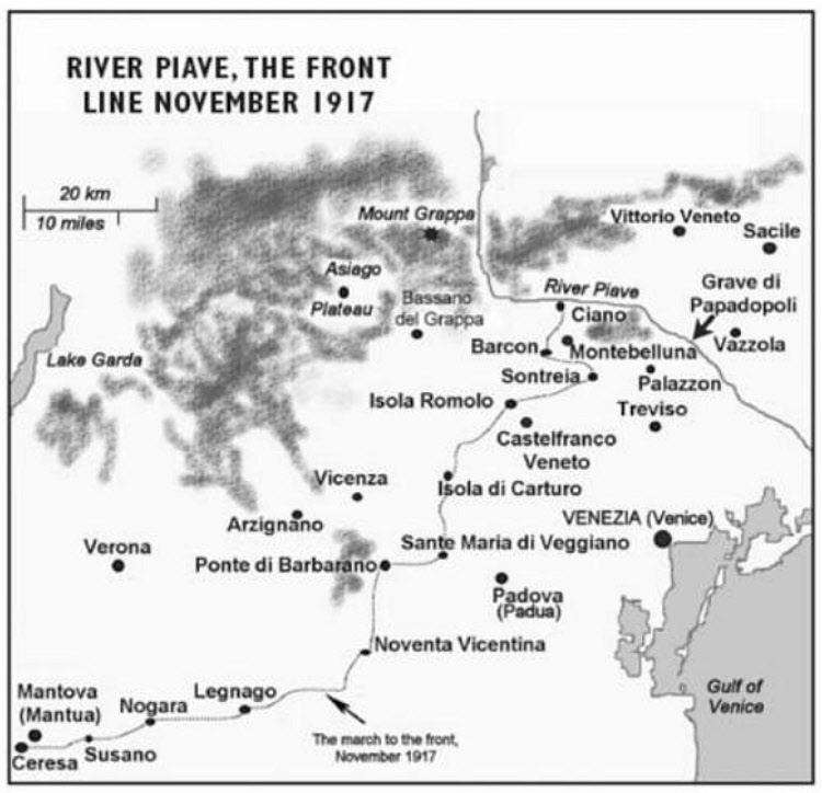 Italian Front at the River Piave November 1917