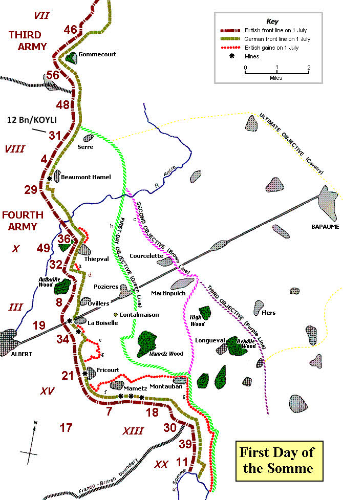 Somme Map 1st July 1916