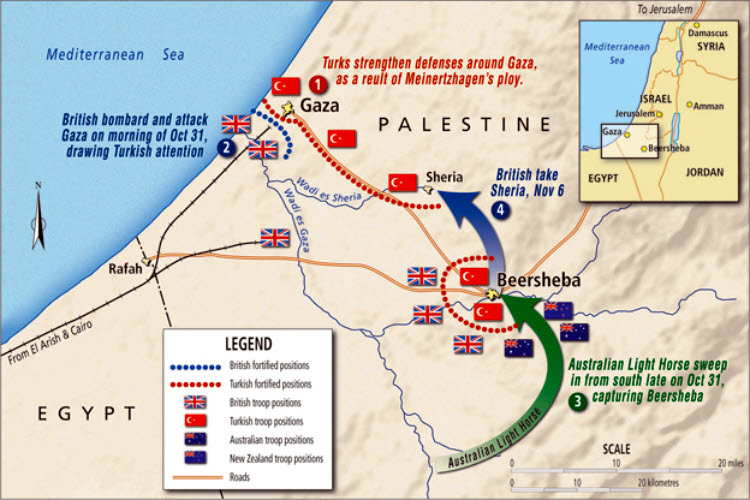 Map of 3rd Battle of Gaza 