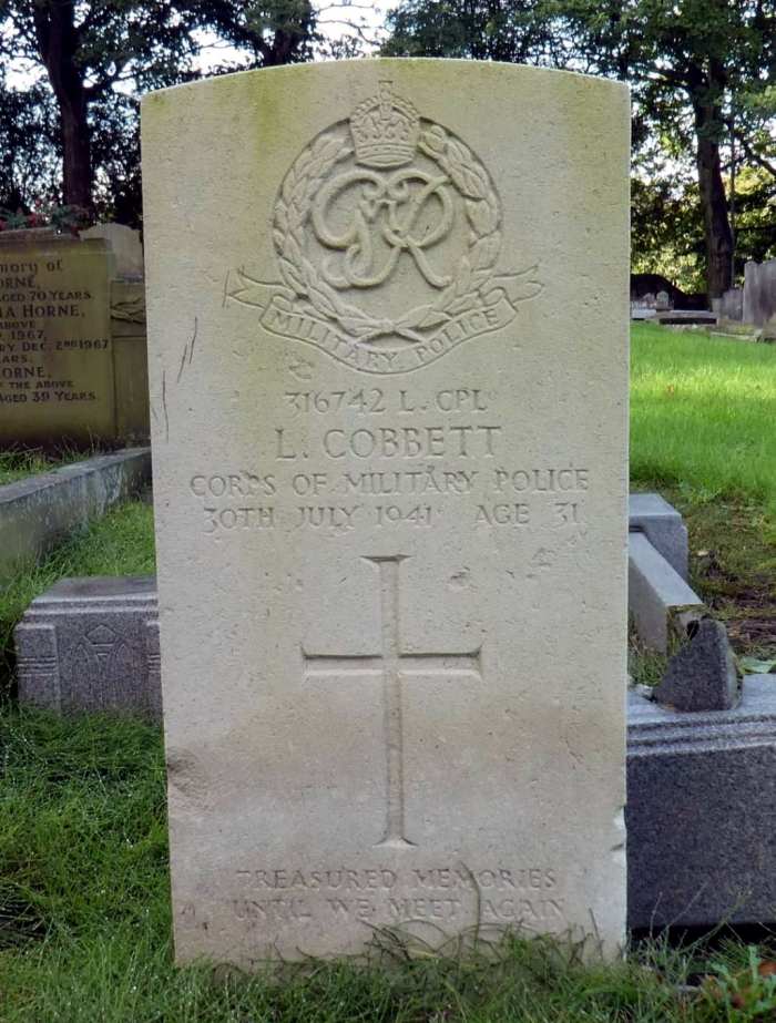 CWGC gravestone for Leonard Cobbett