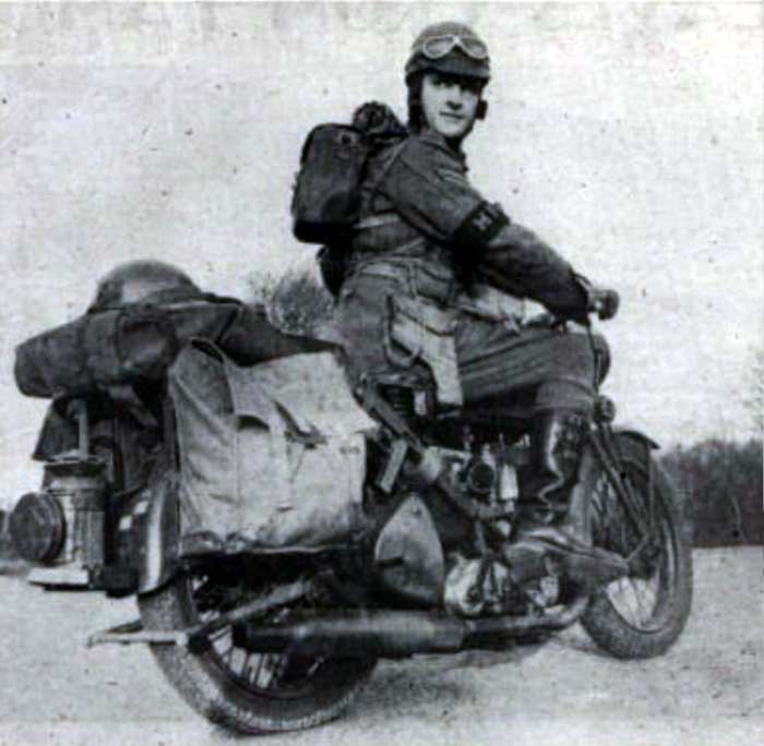 Military Policeman on motorbike during WW2