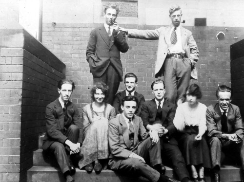 Horace at Leeds Art College - Henry Moore directly in front