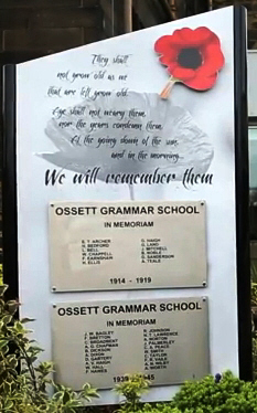 Ossett Academy Memorial Plaque 2014