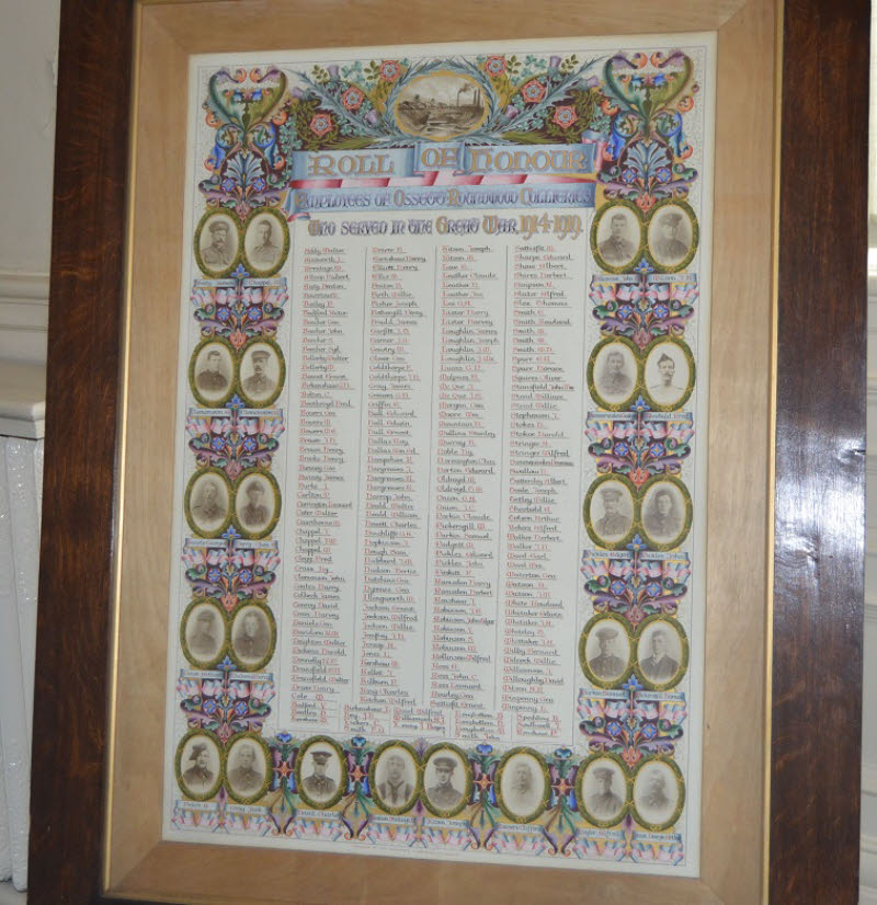 Ossett Roundwood Collieries WW1 Roll of Honour