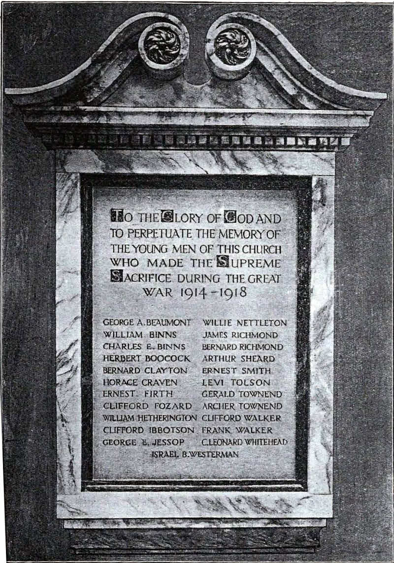 Wesleyan Chapel WW1 Memorial